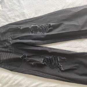 SO Black Distressed Wide leg Jeans